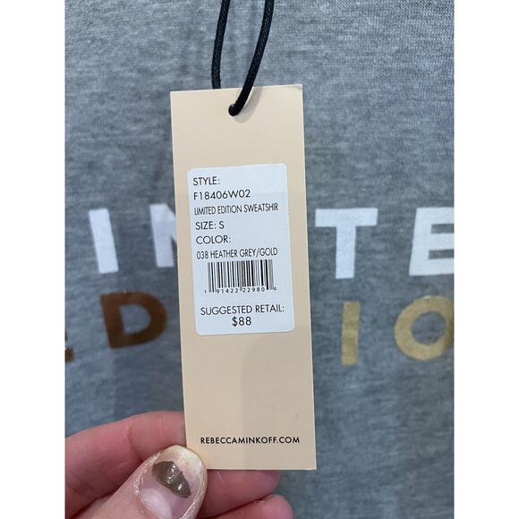 NWT $88 Limited Edition‎ Rebecca Minkoff Gray Sweater Cotton Blend Size Small - Picture 3 of 6